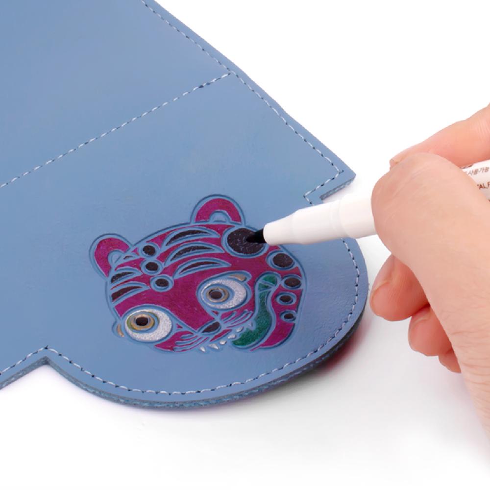 Korean Korean Folk Art DIY Pocket Wallet, Vegan leather wallet, pocket size wallet purse card holder