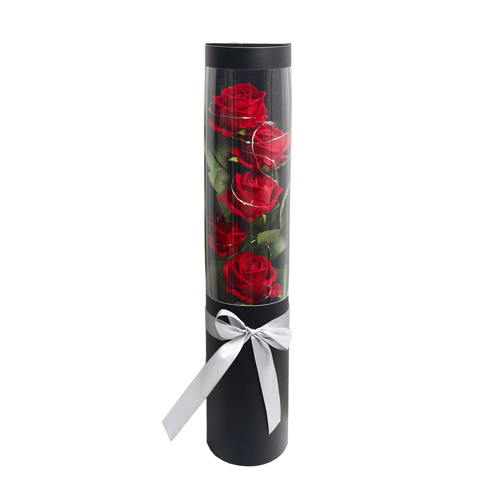 Silk rose flower box + shopping bag (Black)