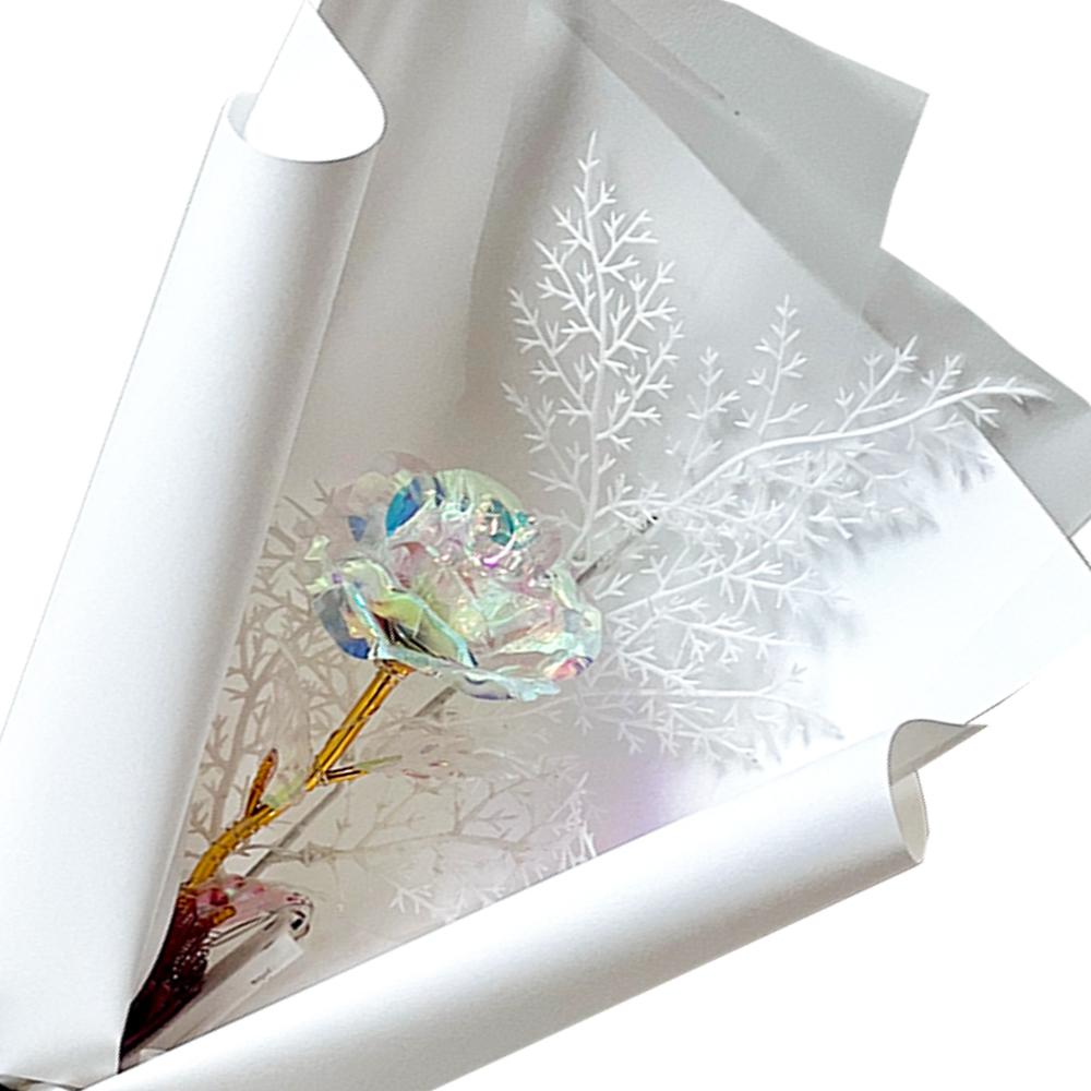 Hologram Mini Flower Bouquet One Snow Flower LED  (1 Rose)- SnowWhite