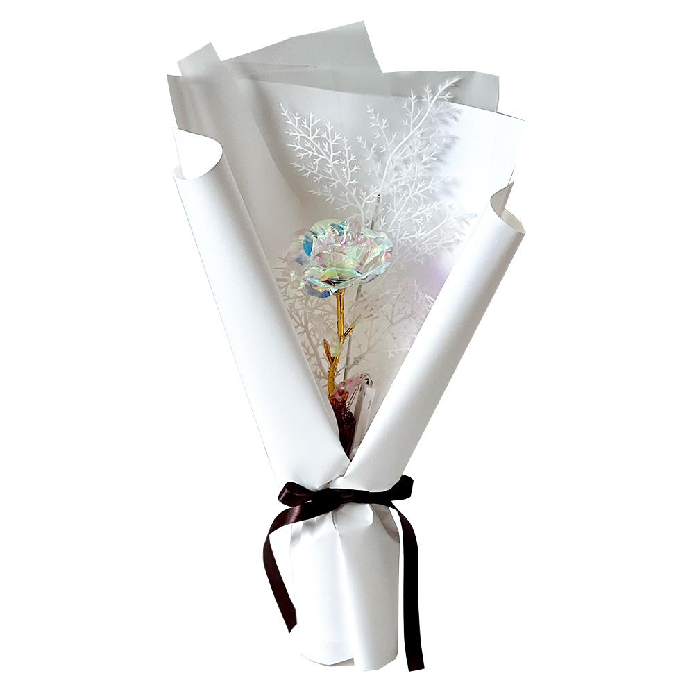 Hologram Mini Flower Bouquet One Snow Flower LED  (1 Rose)- SnowWhite