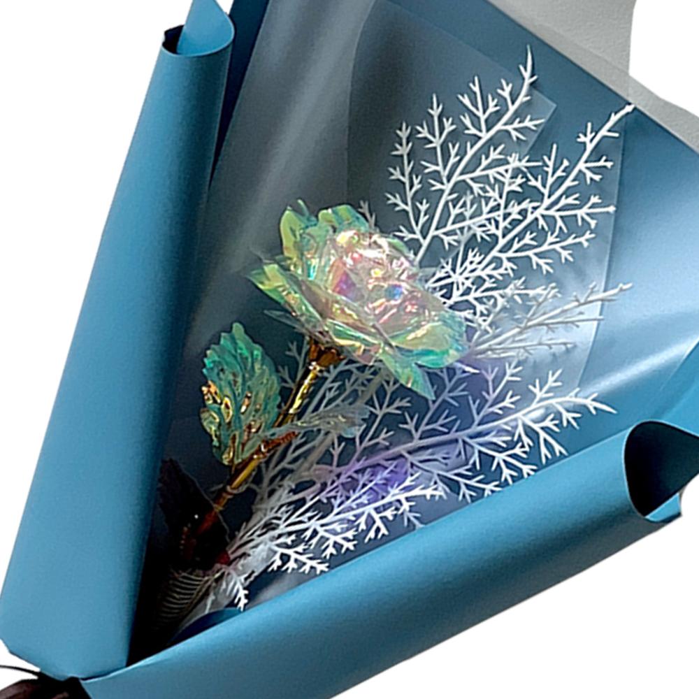 Hologram Mini Flower Bouquet One Snow Flower LED  (1 Rose)- Aquamarine