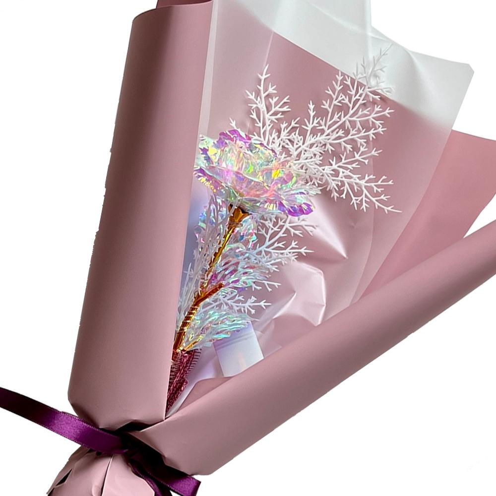 Hologram Mini Flower Bouquet One Snow Flower LED  (1 Rose)-Indipurple