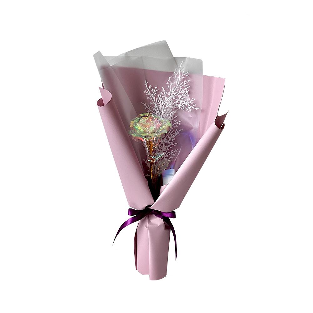 Hologram Mini Flower Bouquet One Snow Flower LED  (1 Rose)-Indipurple