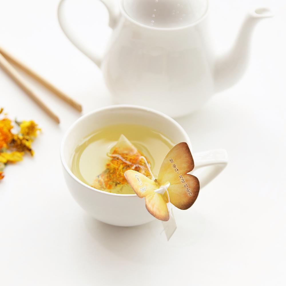 6 Butterfly Flower Tea Bag Orange Box